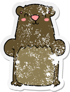 Bir insan tarafından çizilmiş karikatür ayısının sıkıntılı çıkartması.