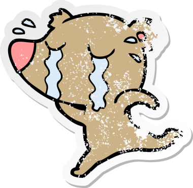 Bir insan tarafından çizilmiş ağlayan bir ayının sıkıntılı çıkartması.