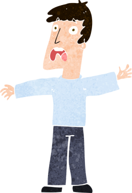 Bir insan tarafından çizilmiş korkmuş bir adam.