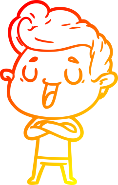 Bir insan tarafından çizilmiş mutlu bir çizgi film karakteri çizimi.