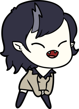 Bir insan tarafından çizilmiş gülen vampir kız çizgi filmi.