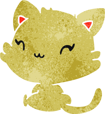 Bir insan tarafından çizilmiş sevimli bir kawaii kedisinin eski çizgi film çizimi