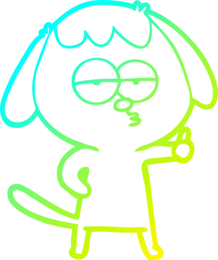 Bir insan tarafından çizilmiş ve sıkılmış bir köpeğin soğuk çizgi çizimi.