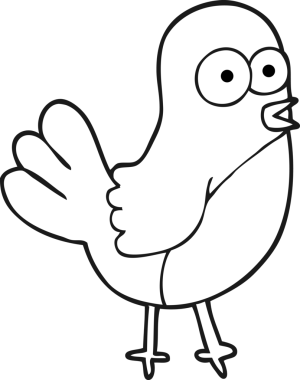 Bir insan tarafından çizilen el yazması siyah beyaz robin.