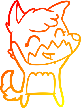 Bir insan tarafından çizilmiş mutlu bir tilkinin sıcak çizgi çizimi