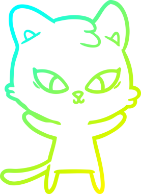 Bir insan tarafından çizilmiş bir çizgi film kedisinin soğuk gradyan çizgisi.