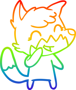 gökkuşağı gradyanı çizimi bir insan tarafından çizilmiş mutlu bir tilki çizgi filmi.