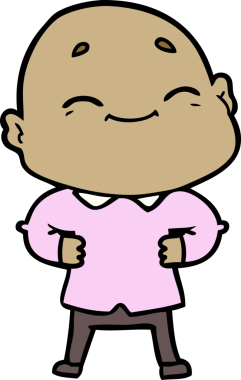 Bir insan tarafından çizilmiş mutlu kel adam çizgi filmi.