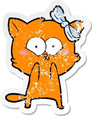 Bir insan tarafından çizilmiş karikatür bir kedinin sıkıntılı çıkartması.