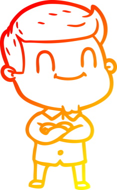 Bir insan tarafından çizilmiş, karikatür dostu bir adamın sıcak çizgi çizimi