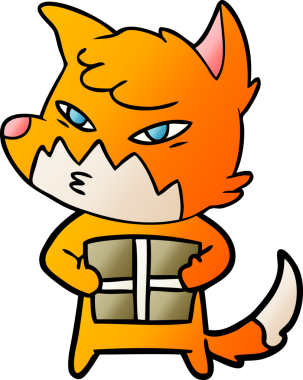 Bir insan tarafından çizilmiş akıllı çizgi film tilkisi.