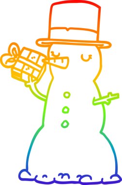 gökkuşağı gradyan çizgi çizimi bir insan tarafından çizilmiş bir kardan adam