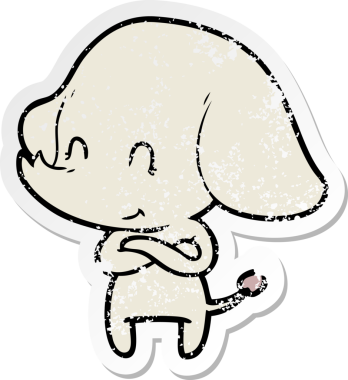 Bir insan tarafından çizilmiş şirin bir filin sıkıntılı çıkartması