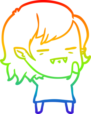 Gökkuşağı gradyan çizgi çizimi Bir insan tarafından çizilen ölümsüz vampir kız çizgi