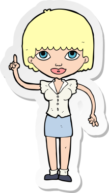 Bir insan tarafından çizilmiş fikri olan bir karikatür kadının çıkartması.