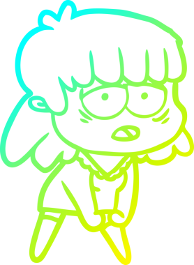 Bir insan tarafından çizilmiş, karikatür çizen yorgun bir kadın.