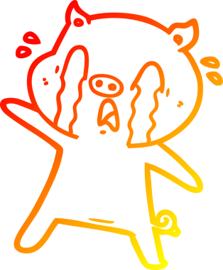 Bir insan tarafından çizilmiş, ağlayan bir domuz çizgi filmi.