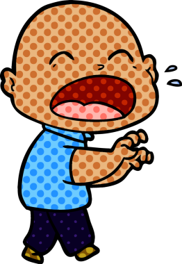 Bir insan tarafından çizilmiş kel adam diye bağıran çizgi film.