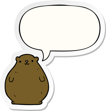 Bir insan tarafından çizilmiş baloncuk çıkartmalı çizgi film ayısı.