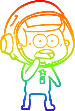 gökkuşağı gradyan çizgi çizimi bir insan tarafından çizilmiş astronot şaşırttı