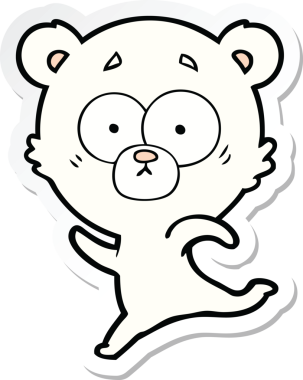 Bir insan tarafından çizilmiş şaşırmış bir kutup ayısının çıkartması.