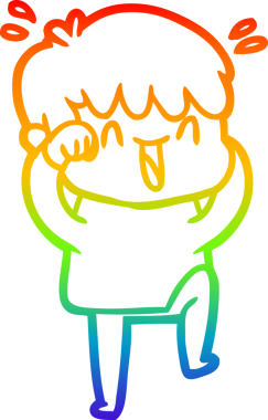 Gökkuşağının gradyan çizimi bir insan tarafından çizilmiş bir çizgi film karakteri.