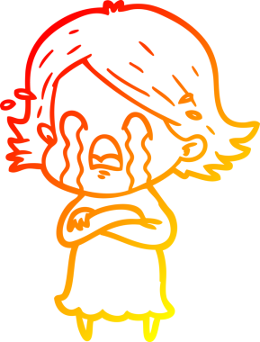 Bir insan tarafından çizilmiş, ağlayan bir çizgi kadın çizimi.