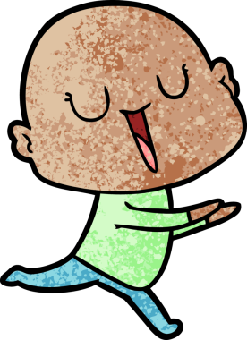 Bir insan tarafından çizilmiş mutlu, kel adam.