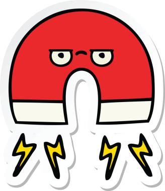 Bir insan tarafından çizilmiş şirin bir çizgi film mıknatısı etiketi.