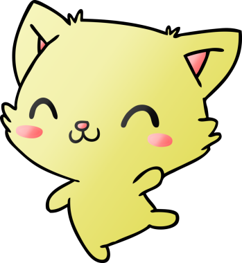 Bir insan tarafından çizilmiş sevimli kawaii kedisinin gradyan çizimi