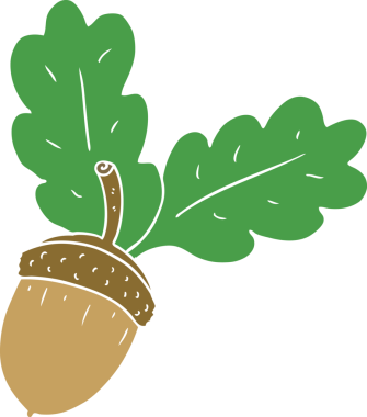 Bir insan tarafından çizilmiş düz renkli palamut.