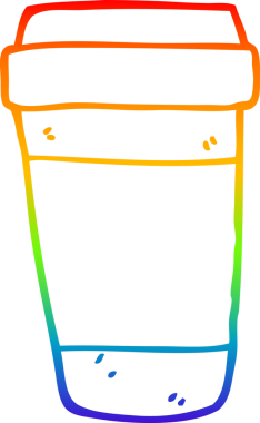 gökkuşağı gradyan çizgi çizimi bir insan tarafından çizilmiş bir kahve fincanı