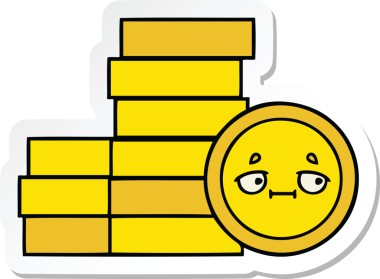 Bir insan tarafından çizilmiş şirin bozuk paraların çıkartması.