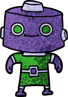 Bir insan tarafından çizilmiş çizgi film robotu