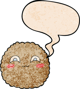 bir insan tarafından çizilmiş eski moda konuşma baloncuklu çizgi film bisküvisi