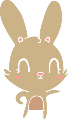 Bir insan tarafından çizilmiş düz renk çizgi film tavşanı.