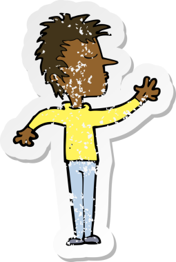 Bir insan tarafından çizilmiş bir karikatürün gerilemiş çıkartması.