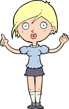 Çizgi filmdeki kız bir insan tarafından çizilmiş sorular soruyor.