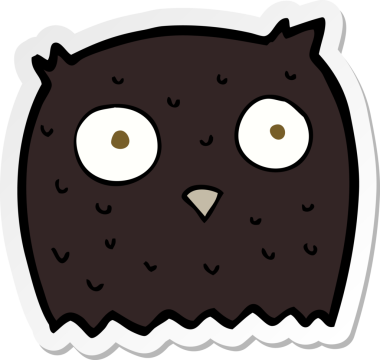 Bir insan tarafından çizilmiş bir baykuşun çıkartması.