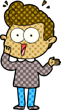 Bir insan tarafından çizilmiş çizgi film bakışlı adam.