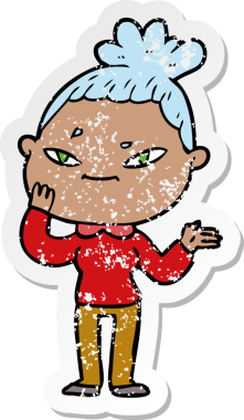 Bir insan tarafından çizilmiş karikatür bir kadının sıkıntılı çıkartması.