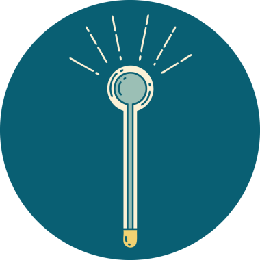 Bir insan tarafından çizilmiş dövme stili cam termometrenin simgesi