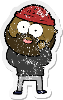 Bir insan tarafından çizilmiş sakallı bir adamın sıkıntılı çıkartması.