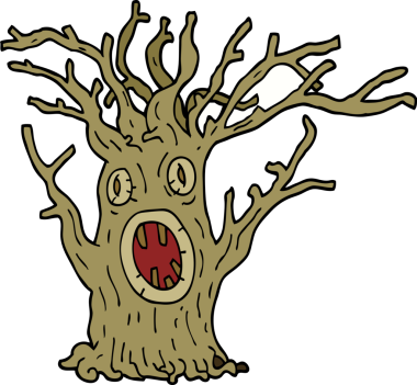 Bir insan tarafından çizilmiş karalama ürkünç ağaç.