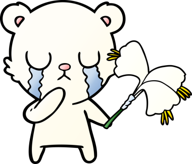 Bir insan tarafından çizilmiş ağlayan kutup ayısı çizgi filmi.