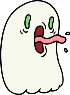 Bir insan tarafından çizilmiş kawai korkunç hayaletinin serbest çizimi.