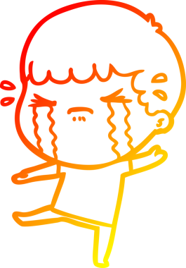 Bir insan tarafından çizilmiş ağlayan bir çizgi film karakteri çizimi.