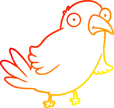 Bir insan tarafından çizilmiş çizgi film kuşunun sıcak gradyan çizimi