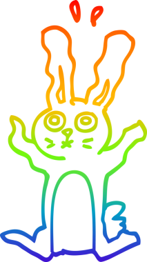 Gökkuşağı gradyan çizgi çizimi Bir insan tarafından çizilmiş korkmuş tavşan