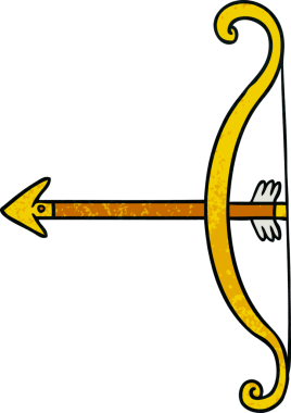 Bir insan tarafından çizilmiş bir yay ve okun el çizimi karikatürü.